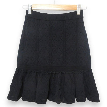 08P Chanel Flared Knit Easy Mini Skirt P32751 Size 36 Black Ladies Used