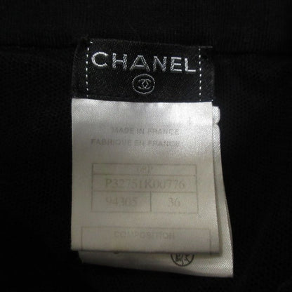 08P Chanel Flared Knit Easy Mini Skirt P32751 Size 36 Black Ladies Used
