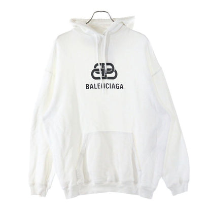 Balenciaga 20SS BB Logo Front Print Hoodie Pullover Hoodie 570811 Tev19 White