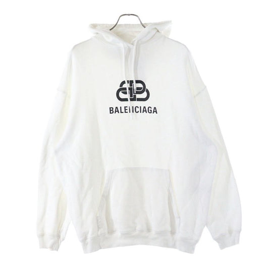 Balenciaga 20SS BB Logo Front Print Hoodie Pullover Hoodie 570811 Tev19 White