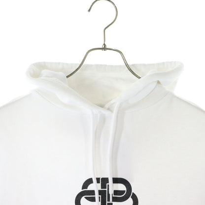 Balenciaga 20SS BB Logo Front Print Hoodie Pullover Hoodie 570811 Tev19 White