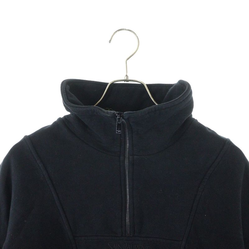 Saint Laurent Paris Logo Embroidered Half-zip Sweatshirt YP53 2023 00488 Black