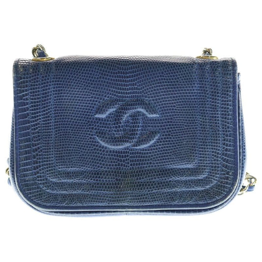 Chanel Coco Mark Chain Shoulder Bag Navy Gold Hardware