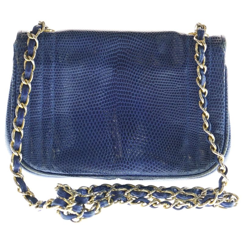 Chanel Coco Mark Chain Shoulder Bag Navy Gold Hardware