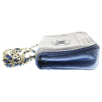 Chanel Coco Mark Chain Shoulder Bag Navy Gold Hardware