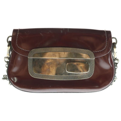 Prada Mirror Flap Chain Shoulder Bag In Burgundy Enamel