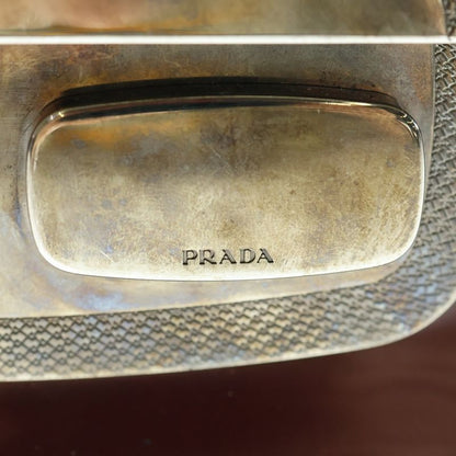 Prada Mirror Flap Chain Shoulder Bag In Burgundy Enamel