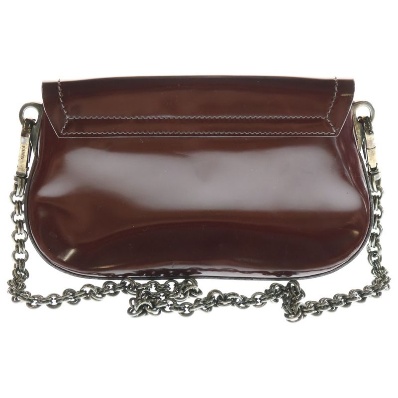 Prada Mirror Flap Chain Shoulder Bag In Burgundy Enamel