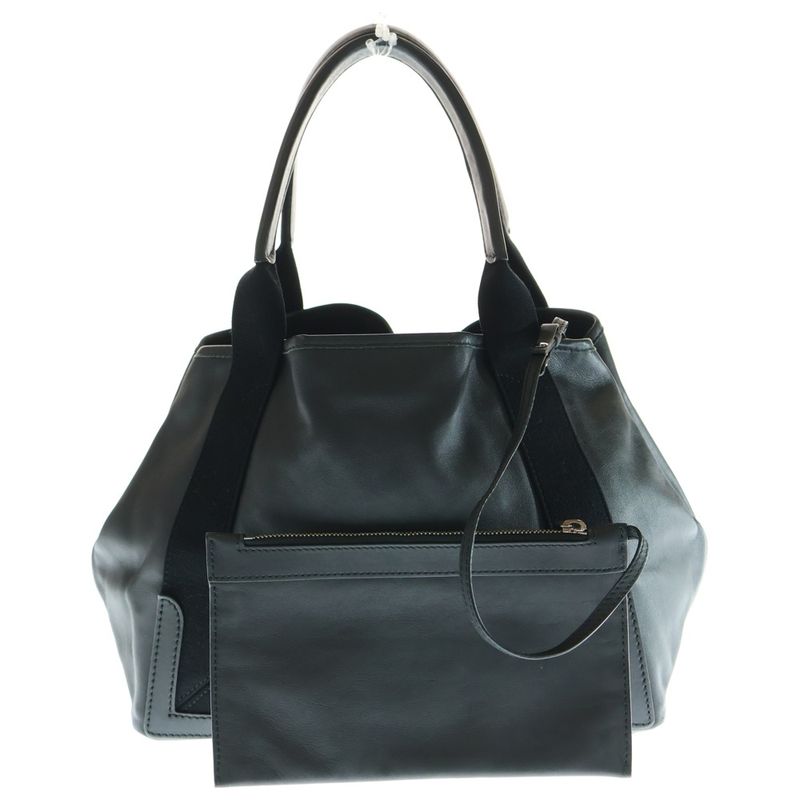 Balenciaga Navy Cabas S Handbag Black Leather