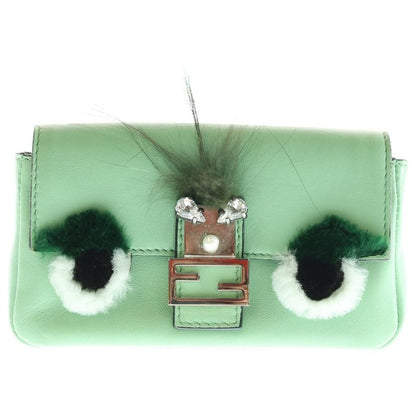 Fendi Micro Bucket Monster Shoulder Bag Light Green Leather 8m0354