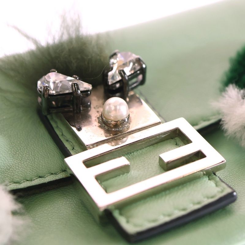 Fendi Micro Bucket Monster Shoulder Bag Light Green Leather 8m0354