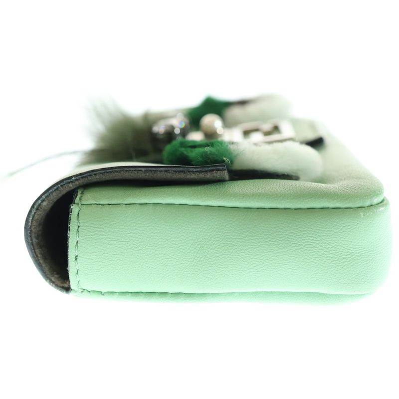 Fendi Micro Bucket Monster Shoulder Bag Light Green Leather 8m0354