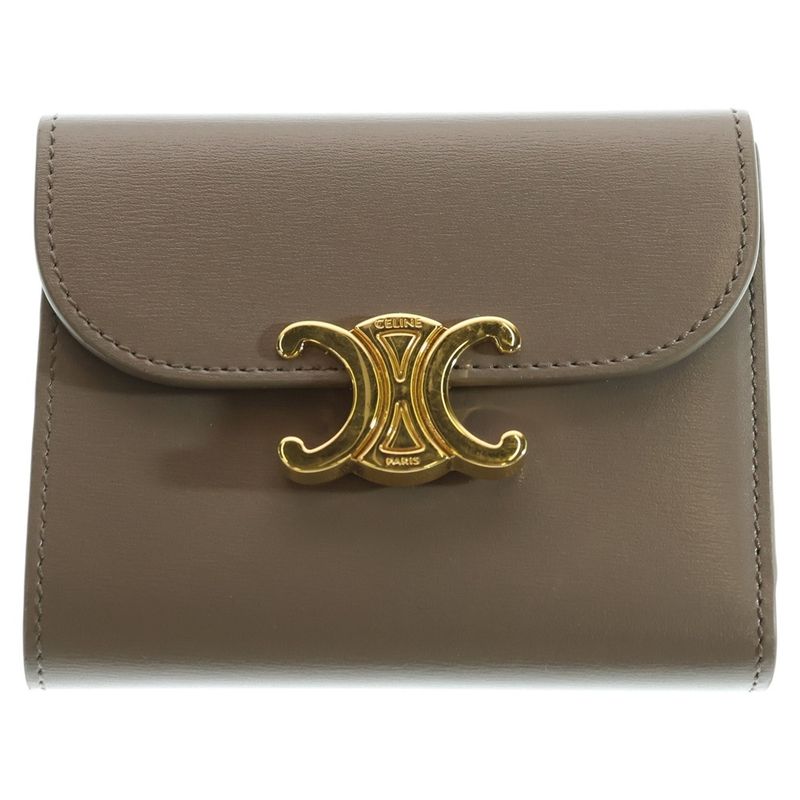 Celine Triomphe Small Flap Wallet Trifold Gold-finish Calf 10d783dpv 10BL