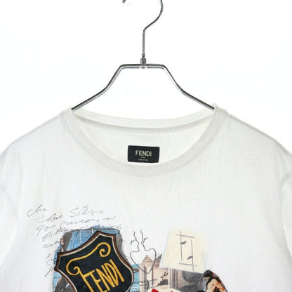Fendi 17AW Curl Collage Patch/print Short Sleeve T-shirt Cut And Sewn White