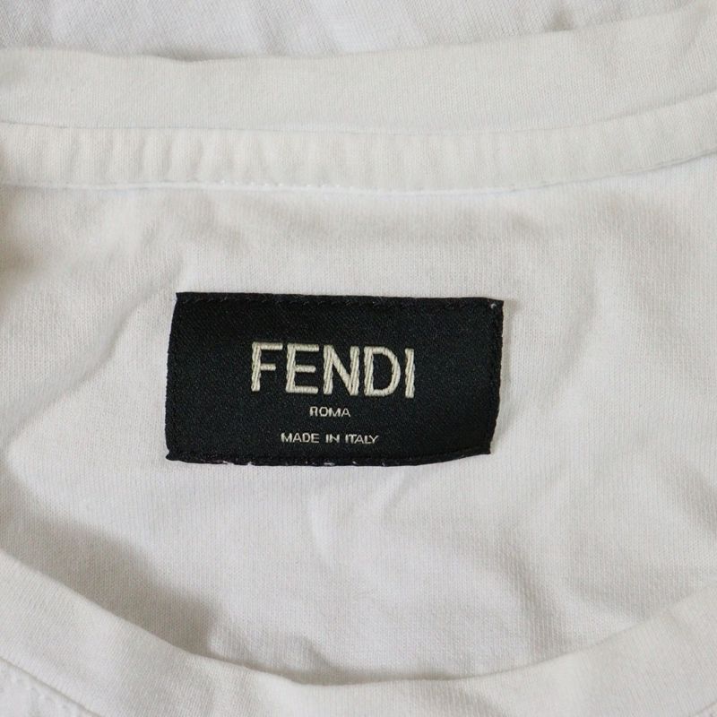 Fendi 17AW Curl Collage Patch/print Short Sleeve T-shirt Cut And Sewn White