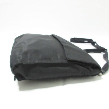 Good Prada Nylon Triangle Logo Plate Shoulder Bag Black Ladies Used