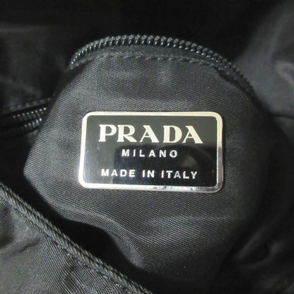 Good Prada Nylon Triangle Logo Plate Shoulder Bag Black Ladies Used