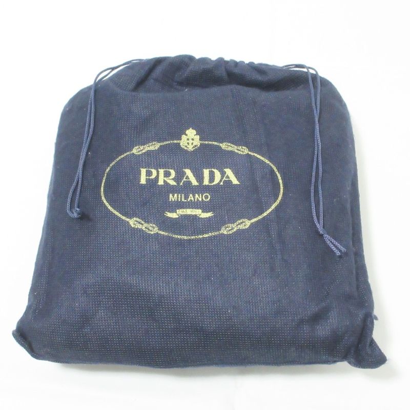 Good Prada Nylon Triangle Logo Plate Shoulder Bag Black Ladies Used