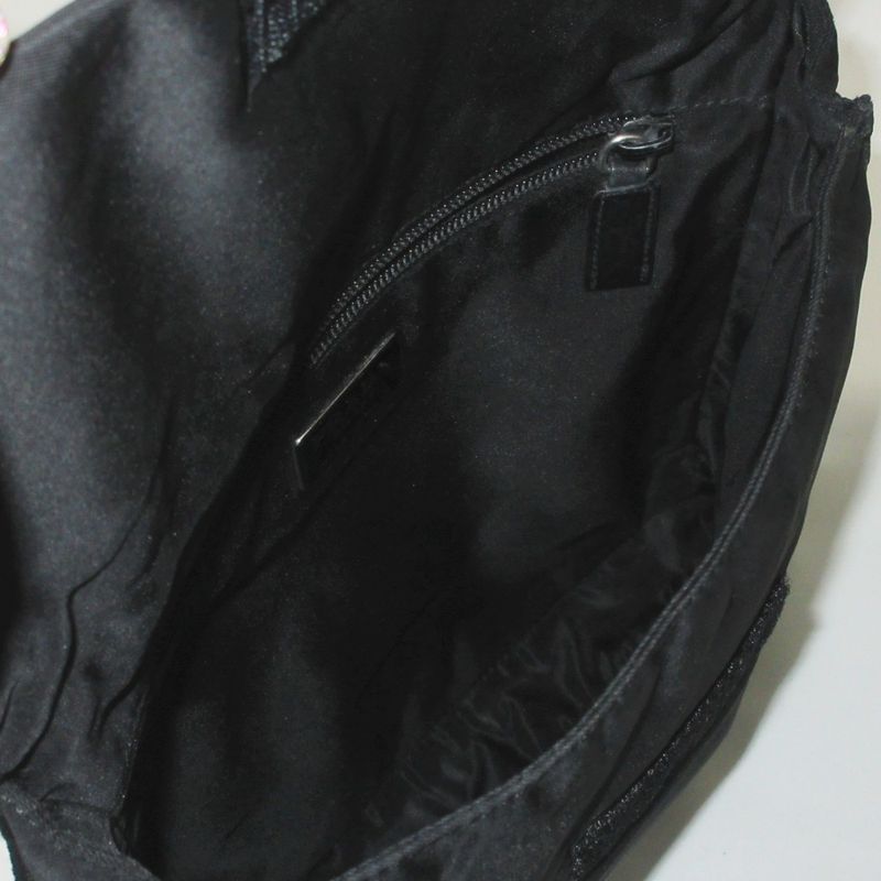 Good Prada Nylon Triangle Logo Plate Shoulder Bag Black Ladies Used