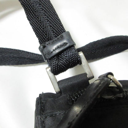 Good Prada Nylon Triangle Logo Plate Shoulder Bag Black Ladies Used
