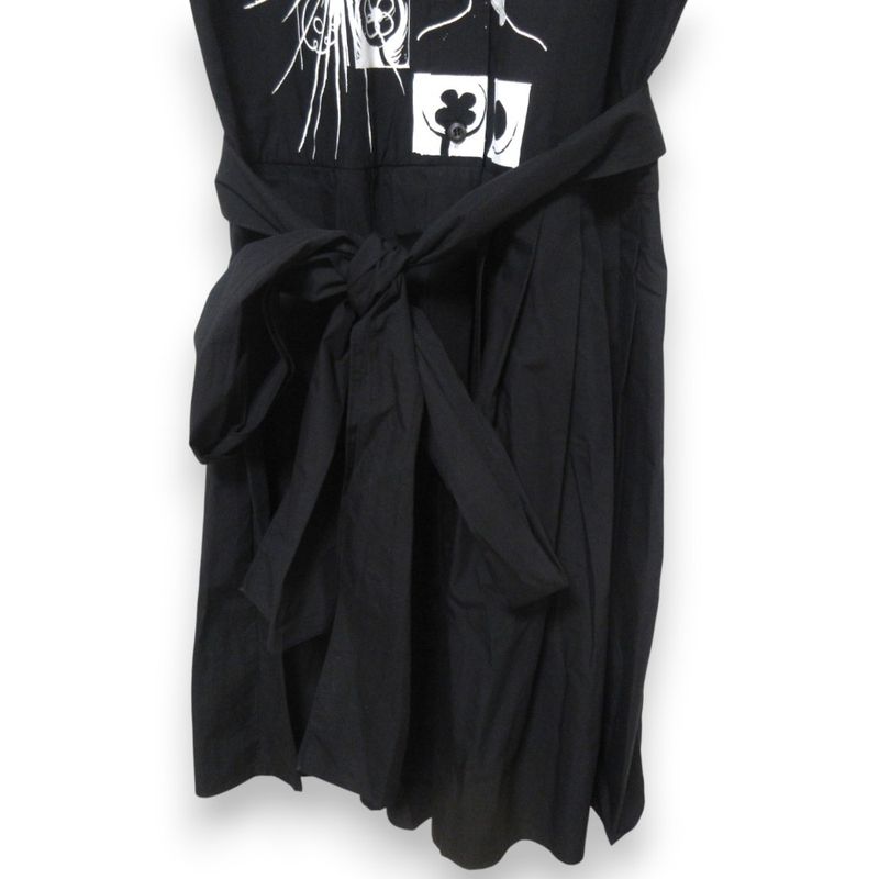 Good Prada Comic Print Leopard Print Collar Sleeveless Knee Length Shirt Dress