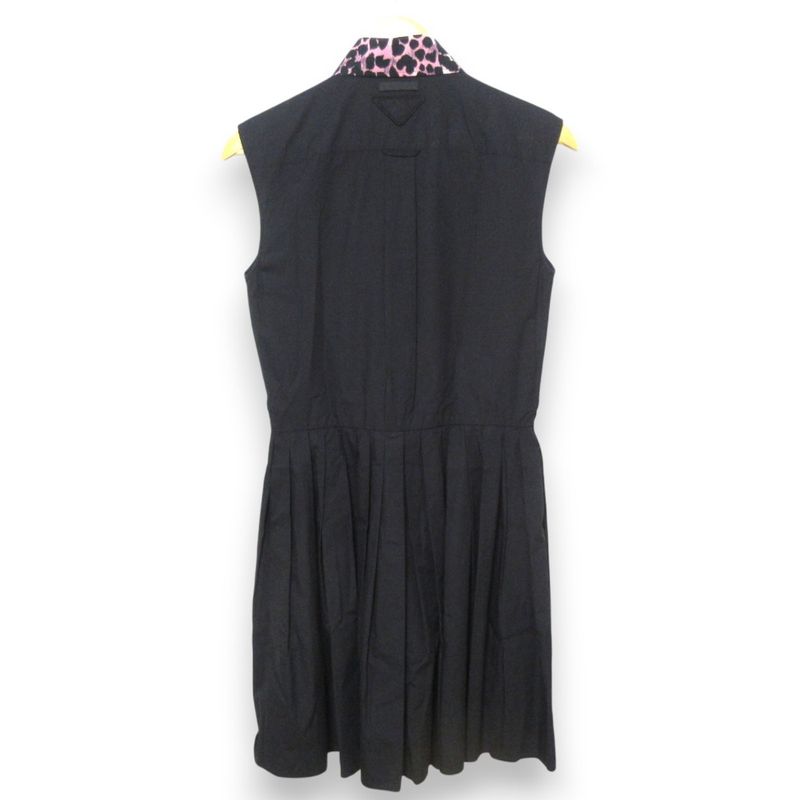 Good Prada Comic Print Leopard Print Collar Sleeveless Knee Length Shirt Dress