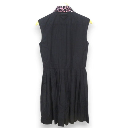 Good Prada Comic Print Leopard Print Collar Sleeveless Knee Length Shirt Dress
