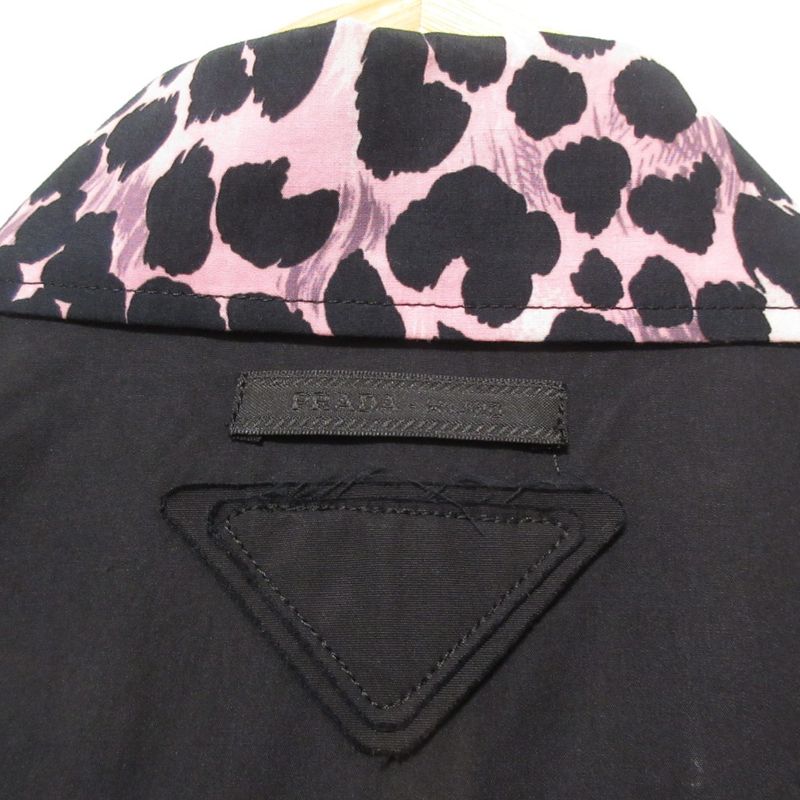 Good Prada Comic Print Leopard Print Collar Sleeveless Knee Length Shirt Dress