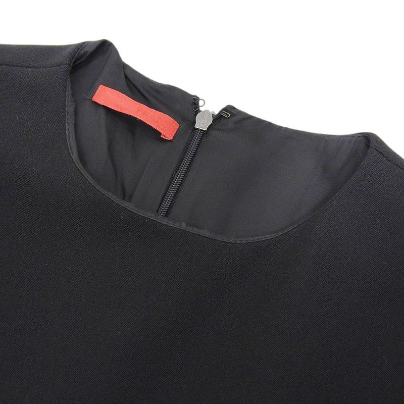 Prada Short Sleeve Nylon Dress Long Dress 38 Black Women's Used
