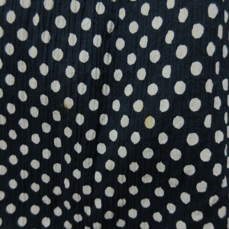 Cleaned Chanel Puff Sleeve Short Sleeve Dot Pattern Flare Dress Navy Ladies