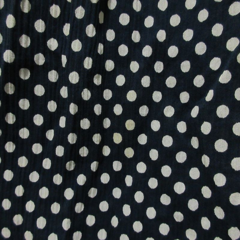 Cleaned Chanel Puff Sleeve Short Sleeve Dot Pattern Flare Dress Navy Ladies