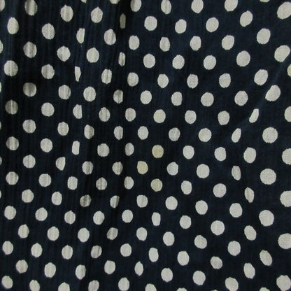 Cleaned Chanel Puff Sleeve Short Sleeve Dot Pattern Flare Dress Navy Ladies