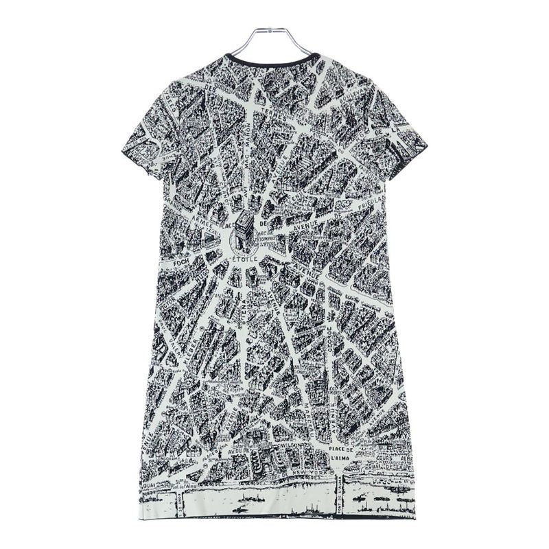 Christian Dior Plan De Paris Rayon Short Sleeve Dress Black/white 324r03am505