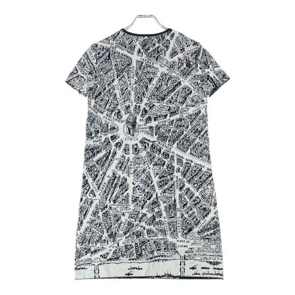 Christian Dior Plan De Paris Rayon Short Sleeve Dress Black/white 324r03am505