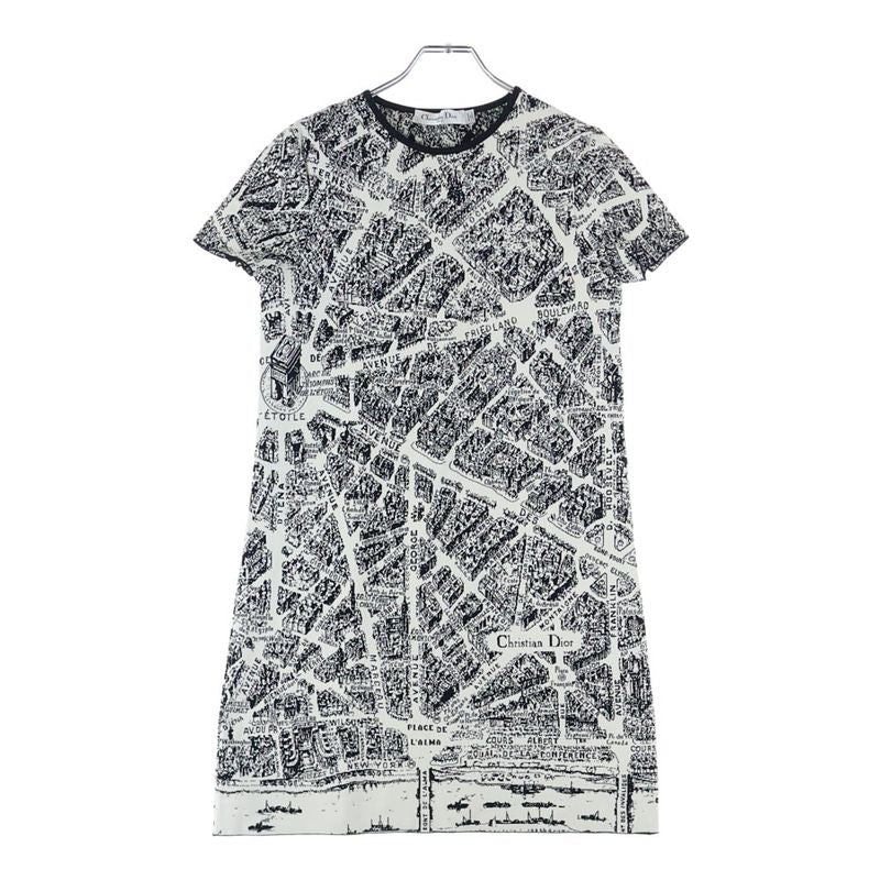 Christian Dior Plan De Paris Rayon Short Sleeve Dress Black/white 324r03am505