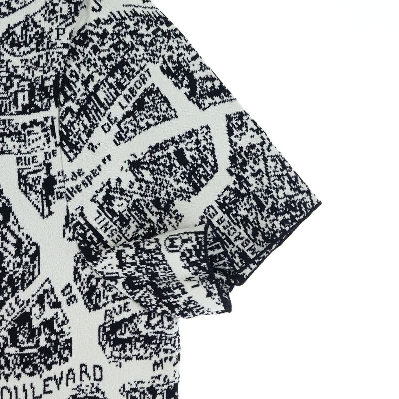 Christian Dior Plan De Paris Rayon Short Sleeve Dress Black/white 324r03am505