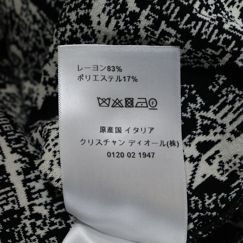 Christian Dior Plan De Paris Rayon Short Sleeve Dress Black/white 324r03am505