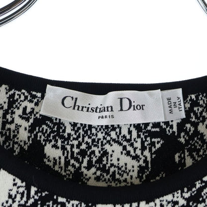 Christian Dior Plan De Paris Rayon Short Sleeve Dress Black/white 324r03am505