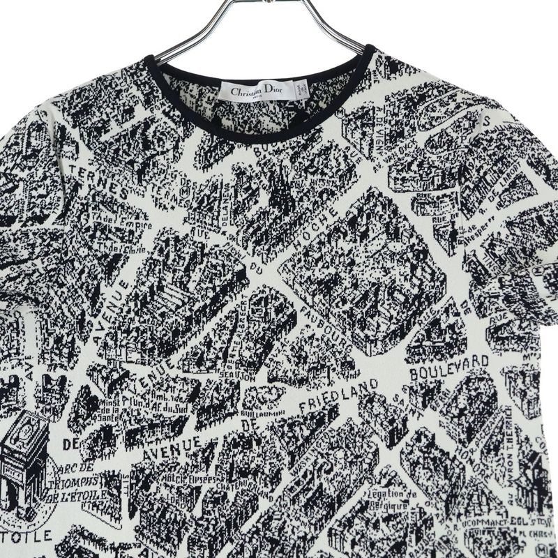 Christian Dior Plan De Paris Rayon Short Sleeve Dress Black/white 324r03am505