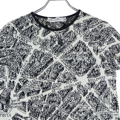 Christian Dior Plan De Paris Rayon Short Sleeve Dress Black/white 324r03am505