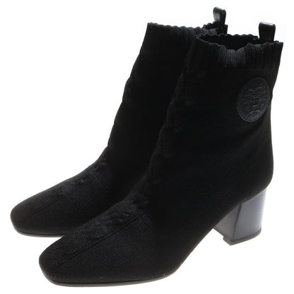 Hermes Volvere Short Boots Knit Black 38 2/1 Women