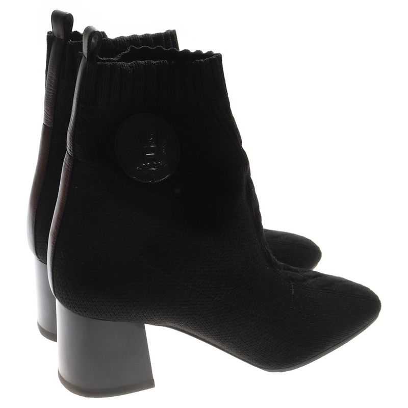 Hermes Volvere Short Boots Knit Black 38 2/1 Women