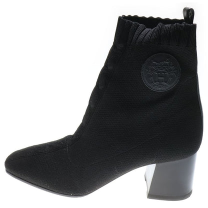 Hermes Volvere Short Boots Knit Black 38 2/1 Women