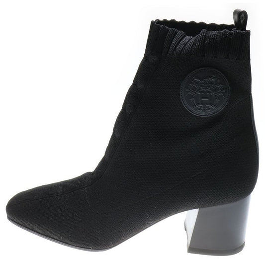 Hermes Volvere Short Boots Knit Black 38 2/1 Women