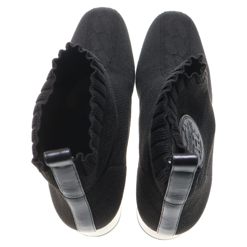 Hermes Volvere Short Boots Knit Black 38 2/1 Women