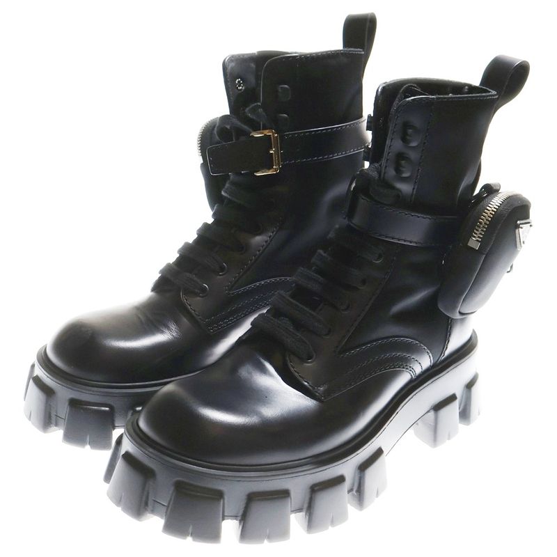 Prada Monolith Combat Boots Re-nylon Monolith Re-nylon Triangle Logo High Cut