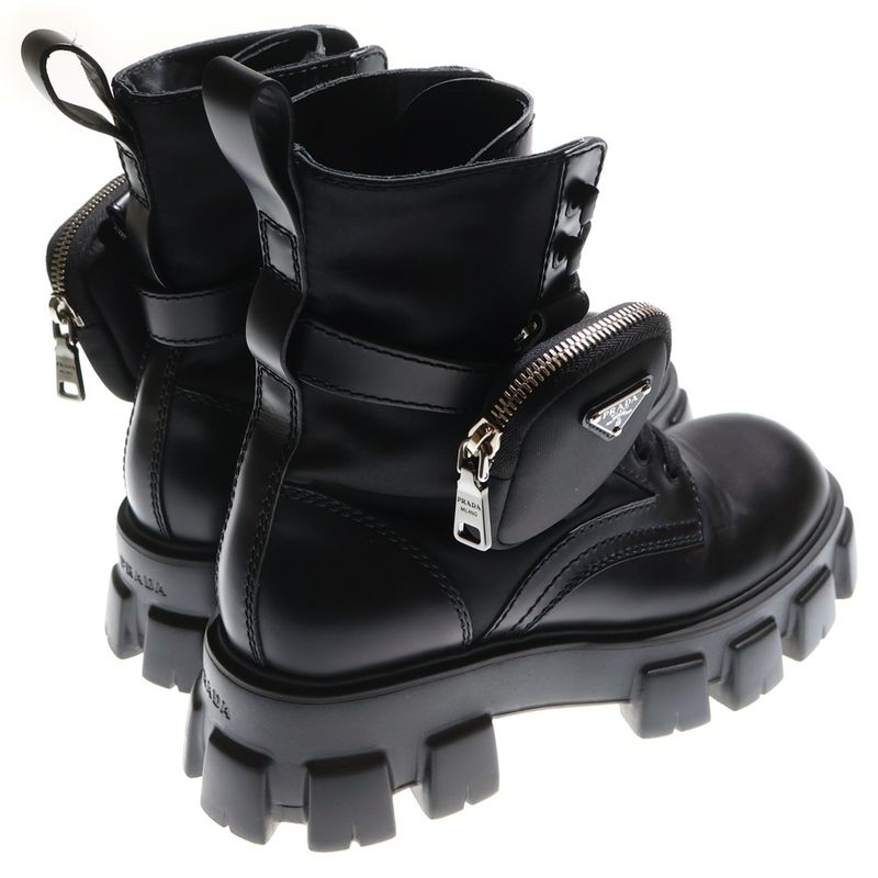 Prada Monolith Combat Boots Re-nylon Monolith Re-nylon Triangle Logo High Cut