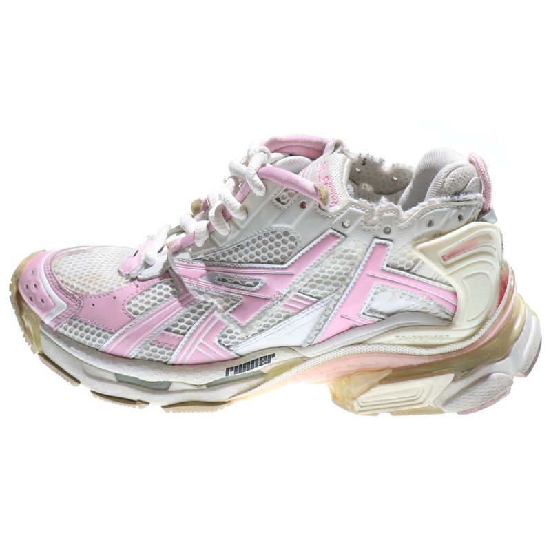 Balenciaga Runner Damaged Low Cut Sneakers White/pink 712821