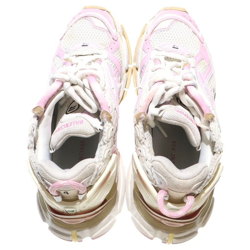 Balenciaga Runner Damaged Low Cut Sneakers White/pink 712821