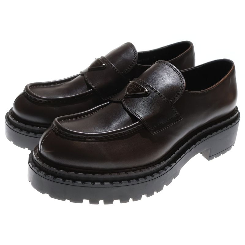 Prada Leather Loafers 2de148 Brushed Leather Loafers 9 Brown